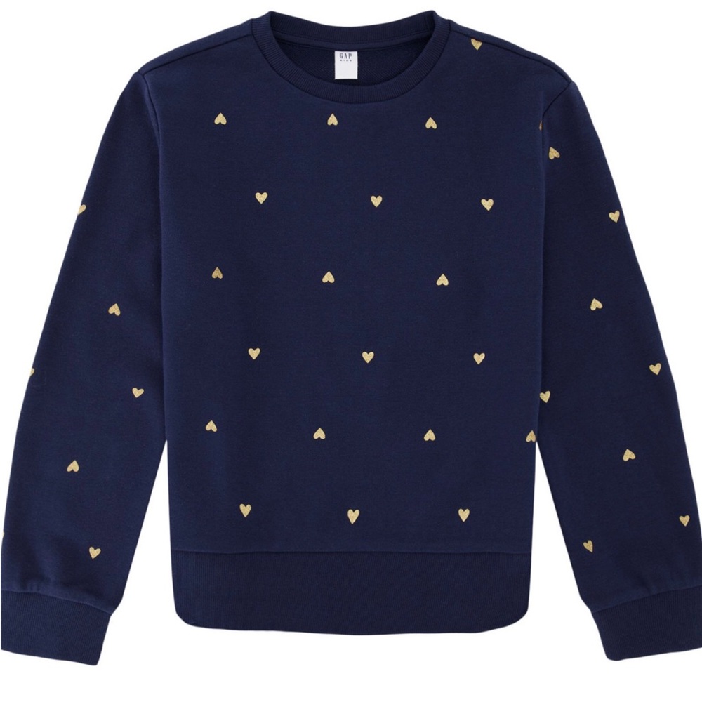 GAP Navy Sweatshirt with Gold Heart Pattern, size 10/12
